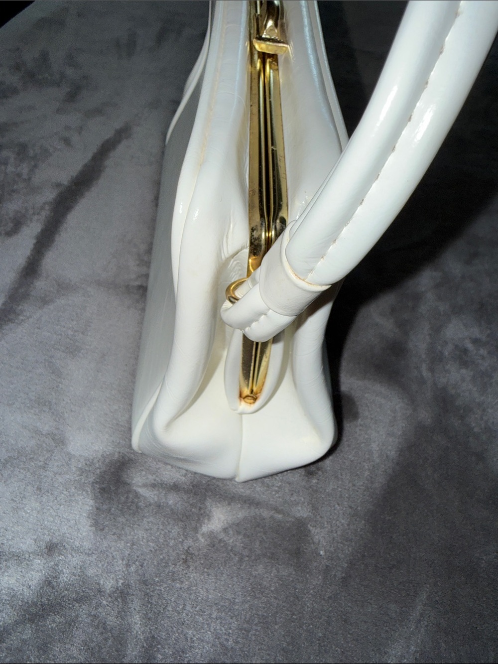 Vintage 60s White Structured Top-handle Handbag - Picture 4 of 8